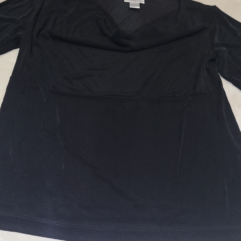 Chico's Traveler Elegant Black Cowl Neck Top - Picture 6 of 9